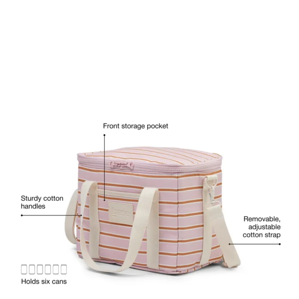 Base - Soft Pink/Rust Stripe Lunch Bag - Image 3