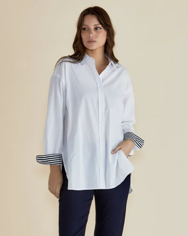 Betty Basics - White Claire Classic Shirt