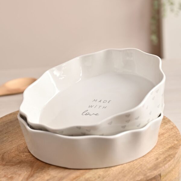 Scalloped Pie Dish Made With Love - Image 4