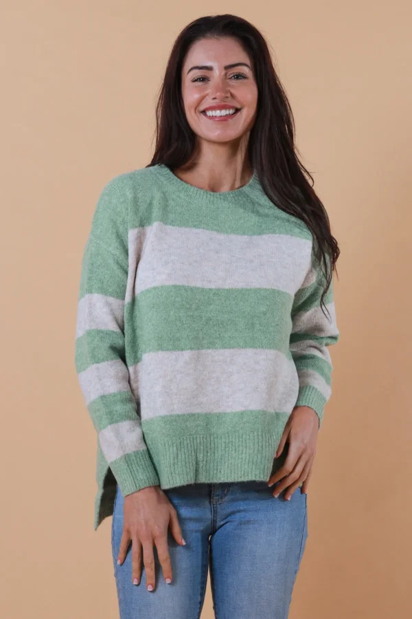 Sage Block Stripe Knit