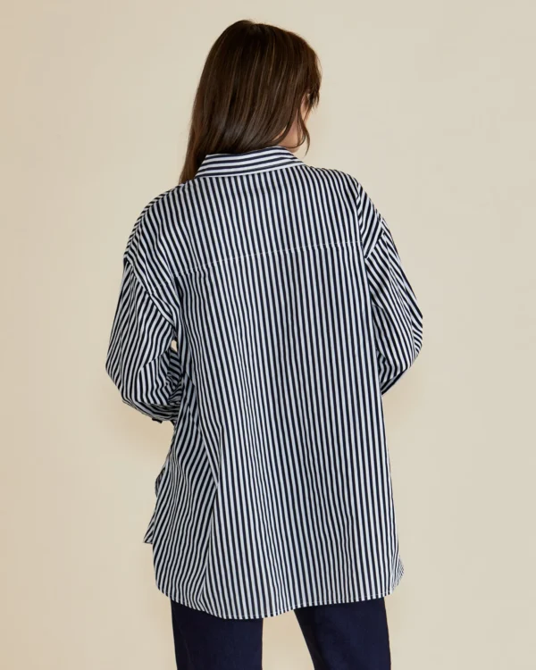 Betty Basics - Navy Stripe Claire Classic Shirt - Image 2