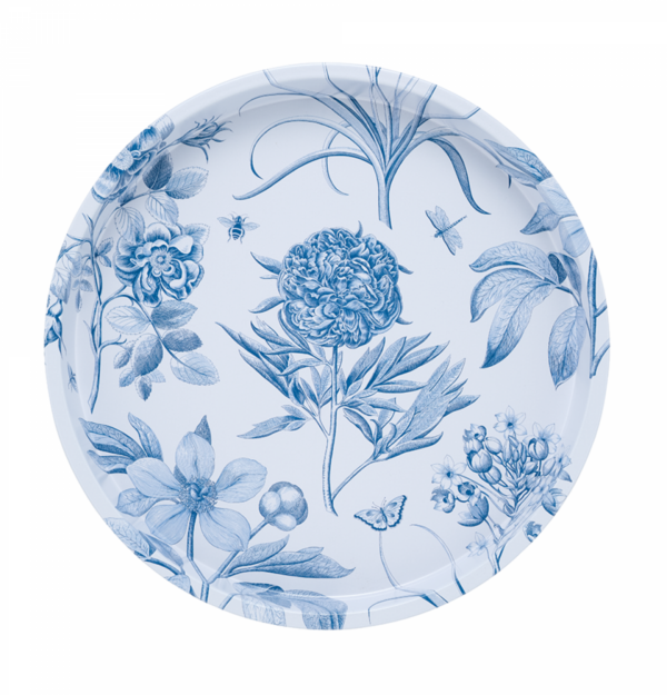 Sanderson Etching & Roses Round Tin Tray